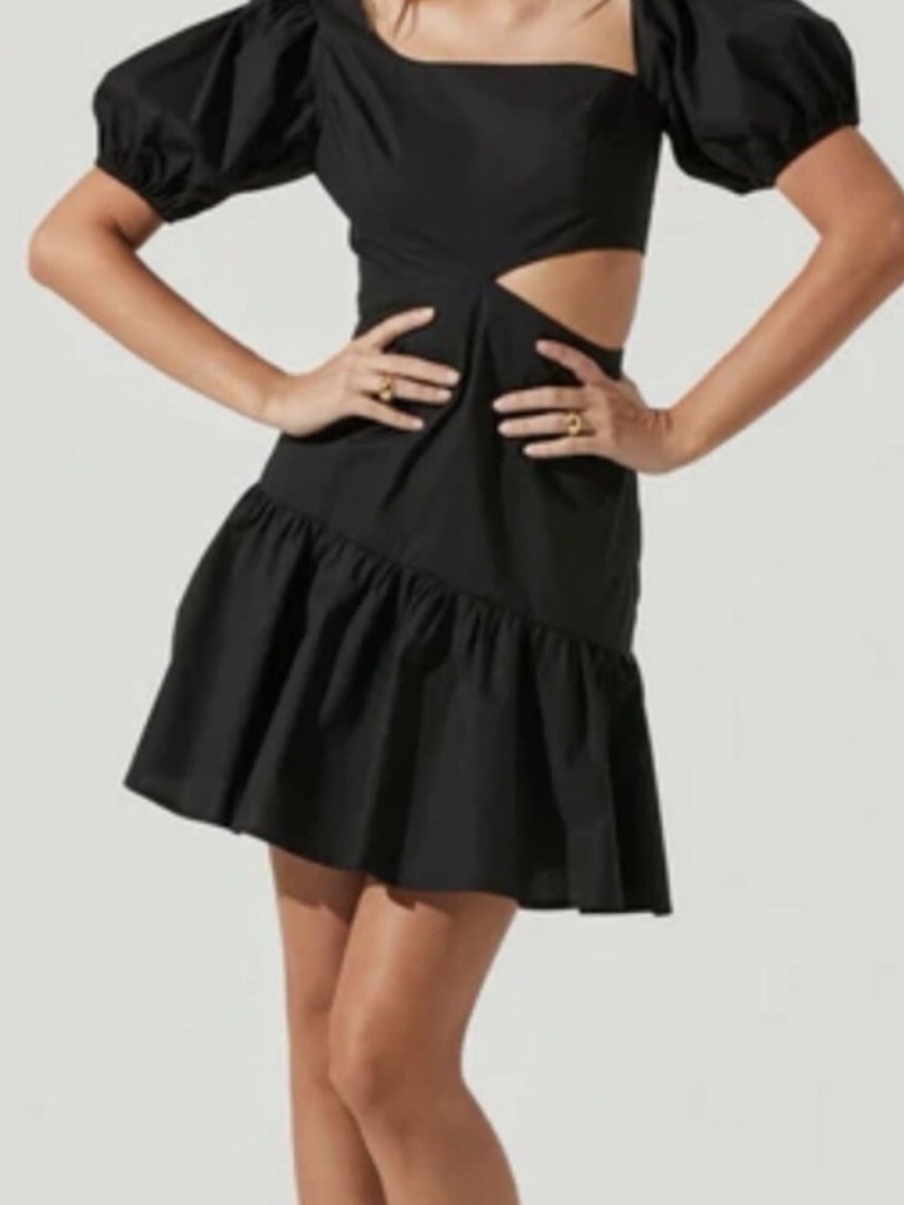 ASTR Black Puff Sleeve Cutout Mini Dress size M